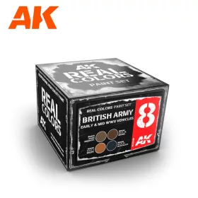   AK Interactive RCS008 BRITISH ARMY EARLY 6 & MID WWII VEHICLES SET - Akril lakk bázisú makett festék készlet