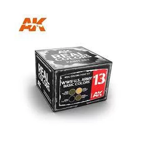  AK Interactive RCS013 WWII U.S.ARMY BASIC COLORS SET - Akril lakk bázisú makett festék készlet