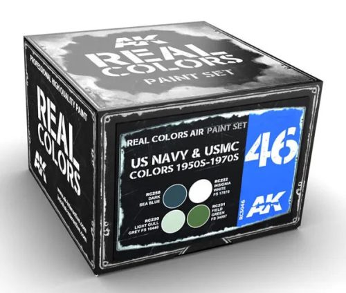 AK Interactive RCS046 US NAVY & USMC COLORS 1950s-1970s SET - Akril lakk bázisú makett festék készlet