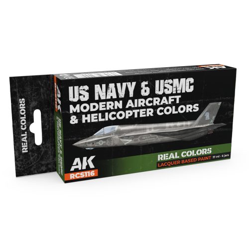 AK Interactive RCS116 US Navy & USMC Modern Aircraft & Helicopter Colors - Akril lakk bázisú makett festék készlet