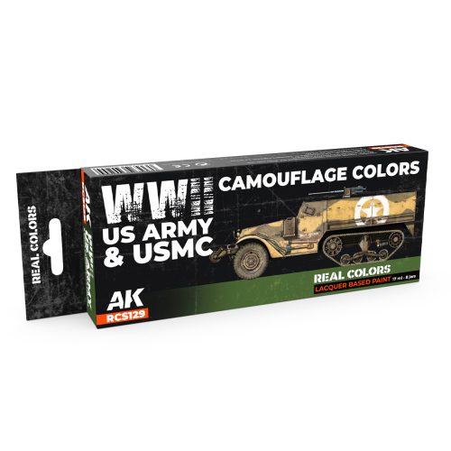 AK Interactive RCS129 WWII US Army & USMC Camouflage Colors - Akril lakk bázisú makett festék készlet