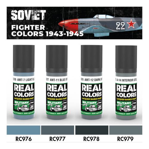 AK Interactive RCS205 Soviet Fighter Colors 1943-1945 - Akril lakk bázisú makett festék készlet