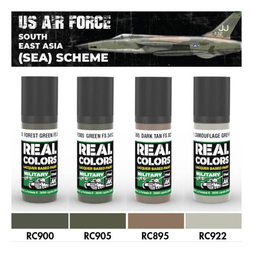 AK Interactive RCS206 US Air Force South East Asia (SEA) Scheme - Akril lakk bázisú makett festék készlet