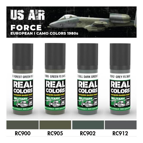 AK Interactive RCS207 US Air Force European I Camo Colors 1980s - Akril lakk bázisú makett festék készlet