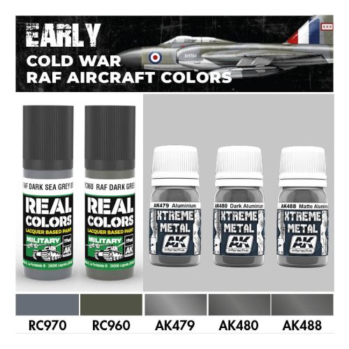 AK Interactive RCS212 Early Cold War RAF Aircraft Colors - Akril lakk bázisú makett festék készlet