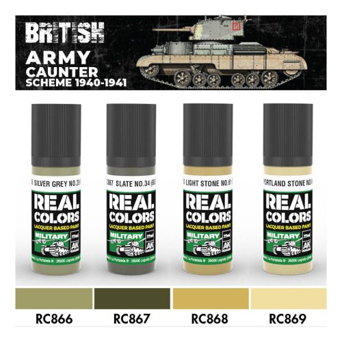 AK Interactive RCS214 British Army Caunter Scheme 1940-1941 - Akril lakk bázisú makett festék készlet