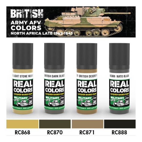 AK Interactive RCS215 British Army AFV Colors. North Africa late 1942-1943 - Akril lakk bázisú makett festék készlet