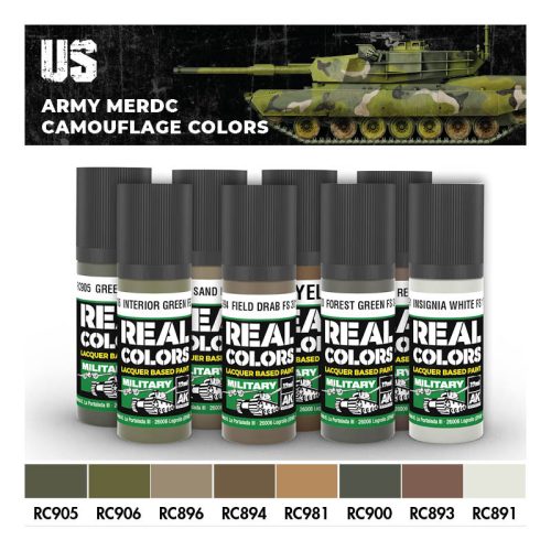 AK Interactive RCS218 US Army MERDC Camouflage Colors - Akril lakk bázisú makett festék készlet