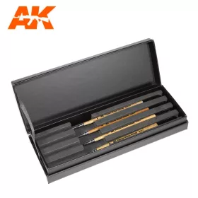   AK Interactive AKSK-10 SIBERIAN KOLINSKY BRUSHES DELUXE CASE - Prémium ecset-készlet makettezéshez