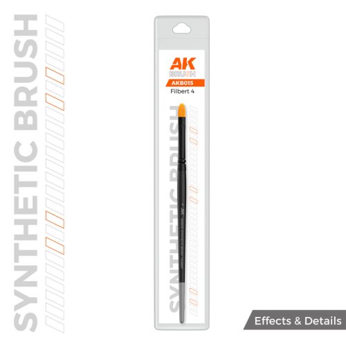 AK Interactive AKB015 AK SYNTHETIC BRUSH – FILBERT 4 - szintetikus lekerekített szőrű ecset