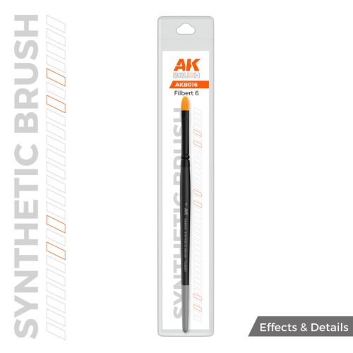 AK Interactive AKB016 AK SYNTHETIC BRUSH – FILBERT 6 - szintetikus lekerekített szőrű ecset