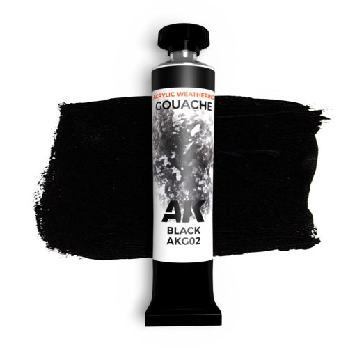 AK Interactive AKG02 Black – AK GOUACHE - Weathering festék, 20 ml