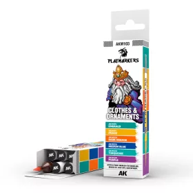   AK Interactive AKM103 CLOTHES & ORNAMENTS - PLAYMARKER SET - Ecsetes végű festékfilc készlet makettezéshez