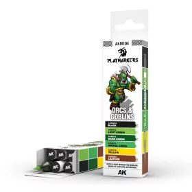   AK Interactive AKM104 ORCS & GOBLINS - PLAYMARKER SET - Ecsetes végű festékfilc készlet makettezéshez