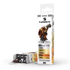   AK Interactive AKM105 FULL METAL - PLAYMARKER SET - Ecsetes végű festékfilc készlet makettezéshez
