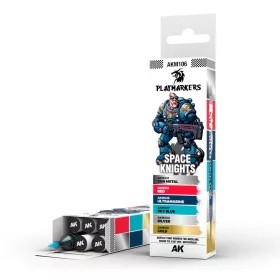   AK Interactive AKM106 SPACE KNIGHTS - PLAYMARKER SET - Ecsetes végű festékfilc készlet makettezéshez