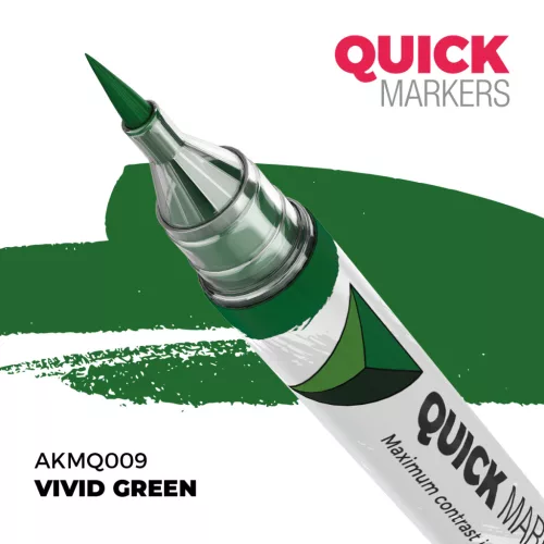 AK Interactive AKMQ009 Vivid Green - Quick Markers - Ecsetes végű festékfilc makettezéshez
