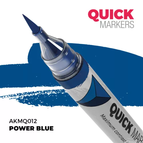 AK Interactive AKMQ012 Power Blue - Quick Markers - Ecsetes végű festékfilc makettezéshez