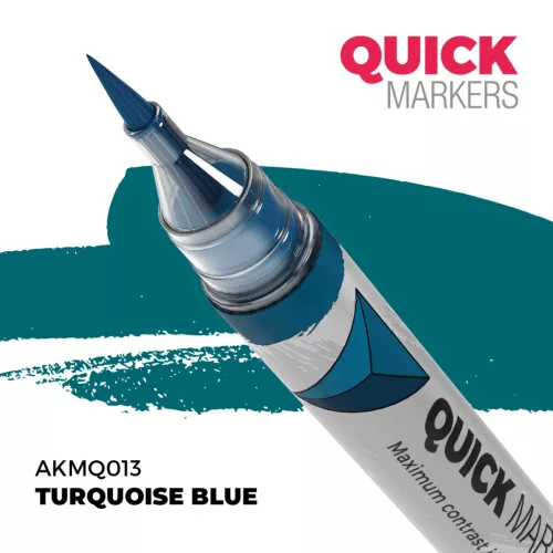 AK Interactive AKMQ013 Turquoise Blue - Quick Markers - Ecsetes végű festékfilc makettezéshez
