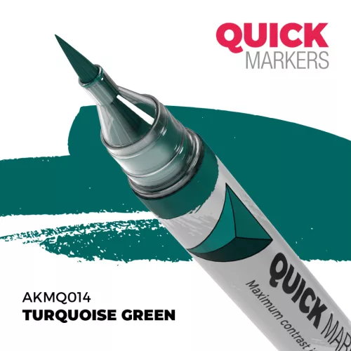 AK Interactive AKMQ014 Turquoise Green - Quick Markers - Ecsetes végű festékfilc makettezéshez