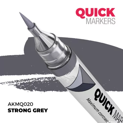 AK Interactive AKMQ020 Strong Grey - Quick Markers - Ecsetes végű festékfilc makettezéshez