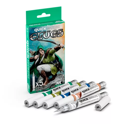 AK Interactive AKMQ101 Elves - Quick Markers - Ecsetes végű festékfilc készlet makettezéshez