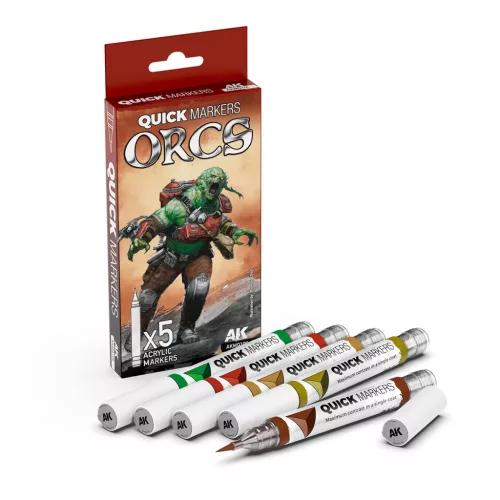 AK Interactive AKMQ106 Orcs - Quick Markers - Ecsetes végű festékfilc készlet makettezéshez