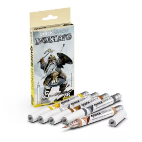   AK Interactive AKMQ107 Dwarfs - Quick Markers - Ecsetes végű festékfilc készlet makettezéshez