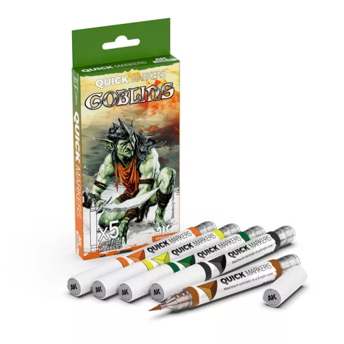 AK Interactive AKMQ108 Goblins - Quick Markers - Ecsetes végű festékfilc készlet makettezéshez