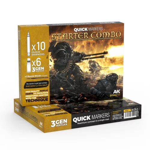 AK Interactive AKMQ111 Starter Combo - Quick Markers - Ecsetes végű festékfilc készlet makettezéshez