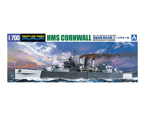 Aoshima AO-056745 British Heavy Cruiser HMS Cornwall 1/700 hajó makett