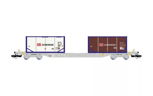 Arnold 9768 Konténerszállító négytengelyes teherkocsi, 2 db lábas tartálykonténerrel - DB Schenker (E6) (TT)