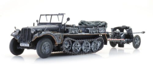 Artitec 6870489 Sd.Kfz. 10 + PAK 38, téli álcafestéssel - Wehrmacht (H0)
