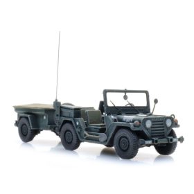   Artitec 6870569 US M151 Jeep + M416 trailer Forest green (H0)