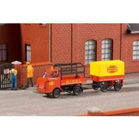   Auhagen 40503 Multicar M22 platós teherautó, ponyvás pótkocsival - MINOL (H0)