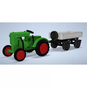 Auhagen 44659 Deutz F1M414 traktor, pótkocsival (N)