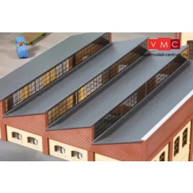   Auhagen 80308 Homlokzat ferde tetejű ipari épületekhez, téglavörös (H0)
