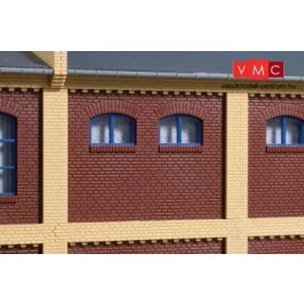 Auhagen 80524 Dekorlap, emeleti téglafal gyárépületekhez, 2532A, 8 db - téglavörös (H0)