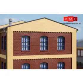 Auhagen 80527 Dekorlap, emeleti téglafal ablaknyílásokkal, gyárépületekhez, 2532E, 4 db -