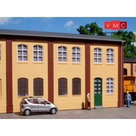 Auhagen 80606 Dekorlap, téglafal 2323A és 2323B, ablaknyílásokkal, sárga, 8 db (H0)