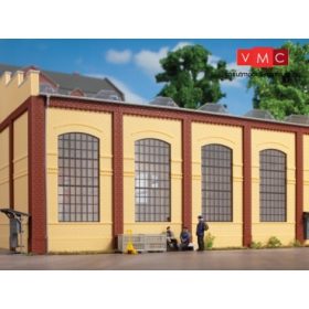 Auhagen 80610 Dekorlap, téglafal 2342J ipari ablaknyílásokkal, sárga (4 db) (H0)