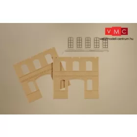   Auhagen 80623 Dekorlap, téglafal ipari ablakokkal és kapubejárattal 2391C, sárga - 2 db (H0)