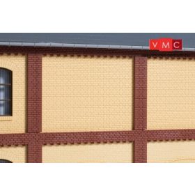 Auhagen 80626 Dekorlap, emeleti téglafal gyárépületekhez, 2532D, 8 db - sárga (H0)