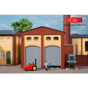 Auhagen 80629 Dekorlap, téglafal gyárépületekhez nagy kapuval, L szárnyas és rolóajtóva