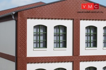 Auhagen 80725 Dekorlap, emeleti téglafal ablaknyílásokkal, gyárépületekhez, 2532I, 8 db -