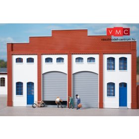 Auhagen 80729 Dekorlap, téglafal gyárépületekhez nagy kapuval, L szárnyas és rolóajtóva