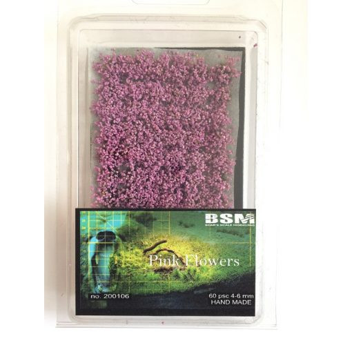 BSM 200106 Rózsaszín virágos fűcsomók, 4-6 mm, 60 db (H0,TT,N)
