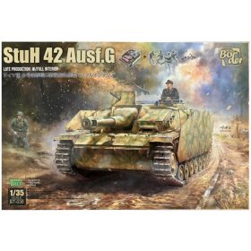   Border Model BT036 StuH 42 Ausf. G late w/full interior w/Alu-Barrel, 3D Parts, 4 Figures and M43 Cap 1/35 harckocsi makett