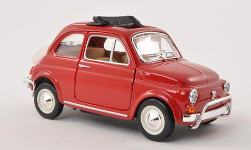 Bburago Fiat 500 L 1968, nyitott vászontetővel (18-22099RED) (1:24)