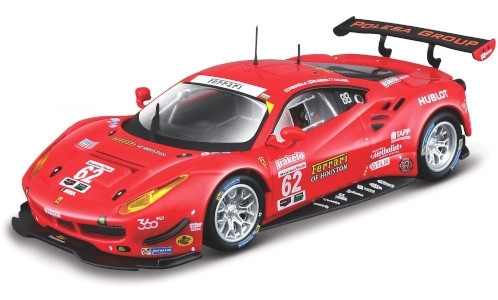 Bburago Ferrari 488 GTE 2017, 24h Daytona, G.Fisichella, T.Vilander, J.Calado, 62, Ferrari of Houston (18-36301RED) (1:43)